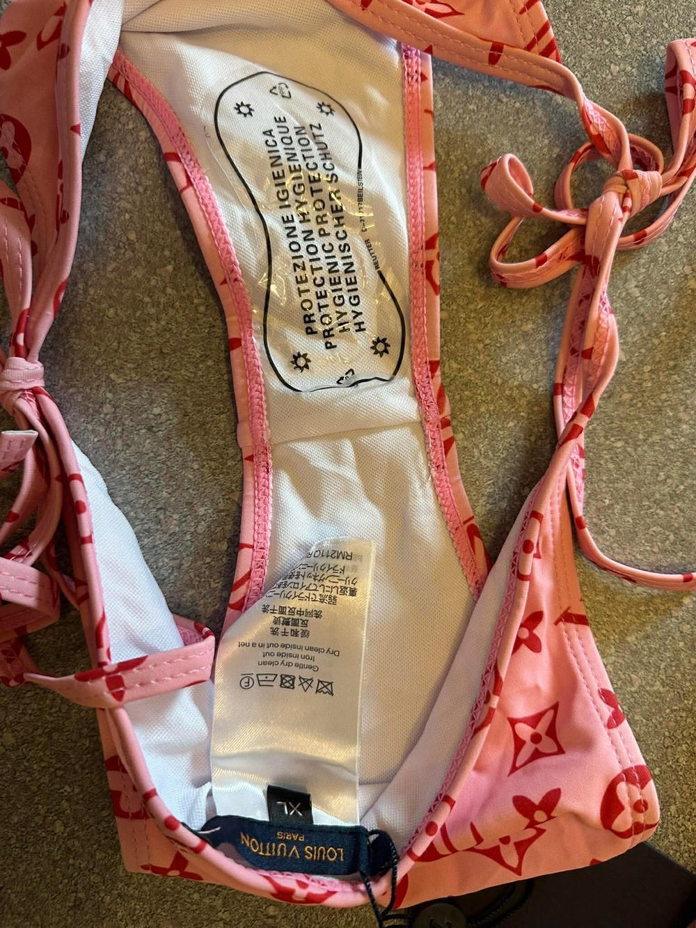 Pink Monogram Triangle String Bikini XL - Picture 4 of 4